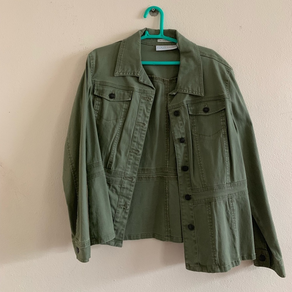 Green jacket.